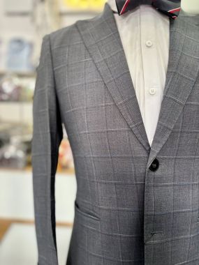 Vest Nam Xám Caro Đậm