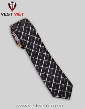 CÀ VẠT SỌC CARO ĐEN TRẮNG CRV04