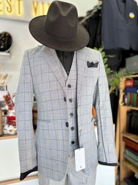 Vest Nam Xám Caro Nhạt